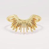 14k Gold Minimalist Nesting Band | Sunshine Curved Contour Ring | Engagement Solitaire Enhancer for Her