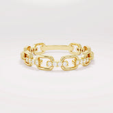 14k Solid Gold Diamond Open Link Ring β Women's Minimalist Stackable Eternity Band, Handmade Dainty Gift