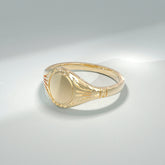 Custom Engraved 14k Solid Gold Signet Ring – Antique Vintage Pinky Ring for Women | Perfect Mom Gift