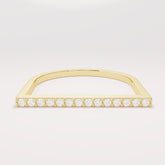 14k Solid Gold Diamond Flat Bar Ring, Dainty Fine Gold Jewelry, Pave Thin Stacking Band for Women, Minimalist Line Pointer Finger Ring