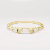 14k Solid Gold Baguette Diamond Ring | Minimalist Engagement Ring & Stacking Band for Women | Dainty Jewelry Gift for Her