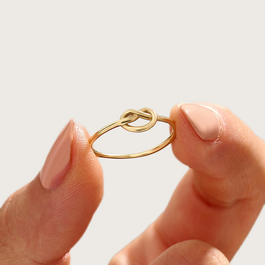 Thin Love Knot Ring 14K Gold – Women’s Eternity Friendship Promise Ring