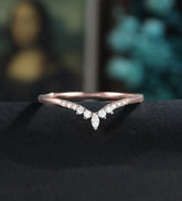 Marquise Cut Moissanite Wedding Band Half Eternity Diamond Rose Gold Wedding Ring Unique Promise Anniversary Bridal Ring Women