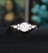 Round Cut Moissanite Engagement Ring Anniversary Solid Gold Ring Diamond Wedding Ring rose white yellow gold Promise Ring Unique Bridal promise Ring For Her