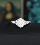 Oval Cut Moissanite Engagement Ring Vintage Solid Gold Promise Ring Anniversary Marquise Diamond Wedding Ring Unique Bridal promise Ring For Women