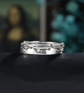 Anniversary White Gold Bridal Set Nature Inspired Leaf Ring Set Couple Eternity Rings Moissanite Diamond Wedding Ring For Women & Men Promise