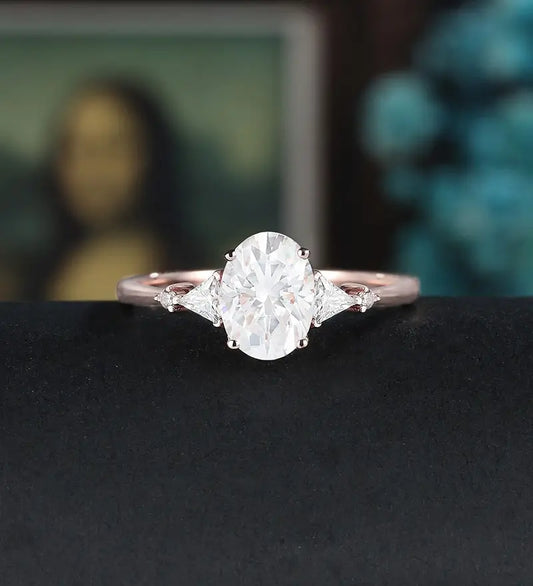 Oval Cut Moissanite Engagement Ring Solid Gold Promise Ring Anniversary Diamond Wedding Ring Solid Gold Vintage Ring Unique Bridal promise Ring For Women
