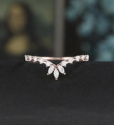 Marquise Moissanite Wedding Bnad Solid Gold Diamond Ring Anniversary Wedding Ring Promise Bridal Ring For Her