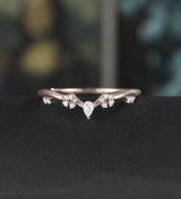 Curved Moissanite Wedding Bnad Solid Gold Marquise Matching Band Diamond Wedding Ring Anniversary Bridal Ring For Her