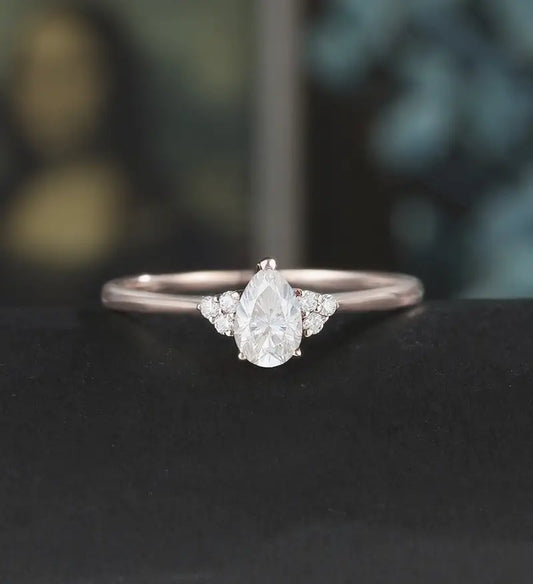 Moissanite Engagement Ring Round Cut Diamond Ring Vintage Solid Gold Wedding Ring Anniversary Promise for Her18K/14K/10K Gold Bridal Ring