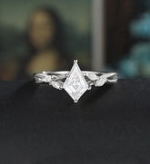 Kite Cut Moissanite Engagement Ring Twist Solid Gold Wedding Ring Diamond Vintage Rose Gold Bridal Ring Promise Anniversary Ring for Women