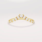 Women's 14K Solid Gold Curved Diamond Ring V-Shaped Dainty Stackable Contour Band & Nesting Enhancer
