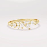 14k Solid Gold Diamond Cluster Ring β’ Unique Stackable Wedding Band β’ Dainty Minimalist Gift for Mom/Her