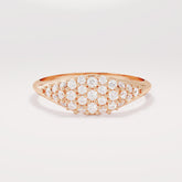 14k Solid Gold Pave Diamond Pinky Ring - Slim Unique Signet Ring, Versatile Stacking Midi Band for Pointer Finger
