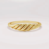 14K Gold Small Croissant Ring – Twisted Rope Pinky Stackable Ring