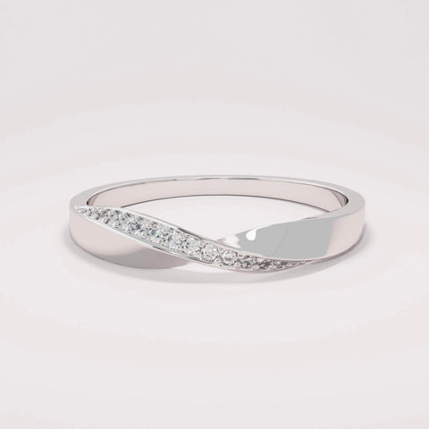 Minimalist Mobius Twist Ring 14k Gold - Diamond Wedding Band, Comfort Fit Stackable Band