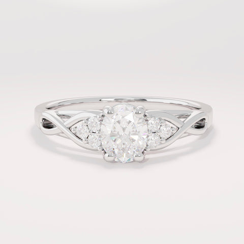 Women’s 14k Gold Vintage Braided Engagement Ring | Dainty Oval Natural Diamond Solitaire | Anniversary Jewelry Gift