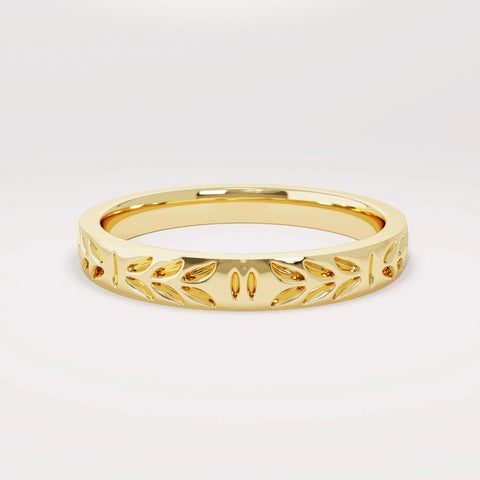 14k Solid Gold Leaf Wedding Band | Handmade Floral Ring | Minimalist Nature-Inspired Commitment/Anniversary Gift for Him & Her