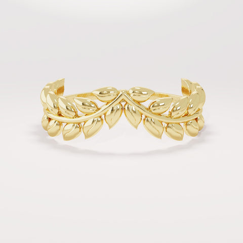 14K Solid Gold Olive Branch Ring – Dainty Leaf Vine Stackable Wedding Band