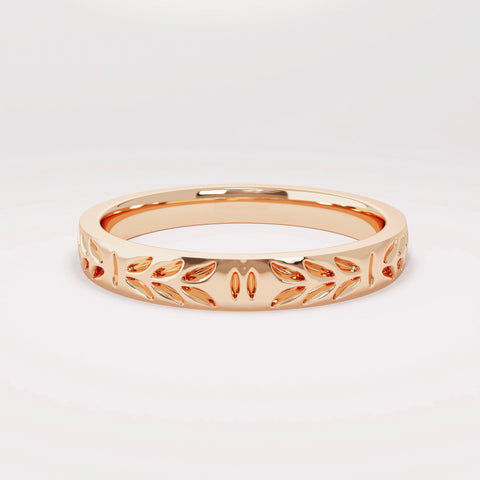 14k Solid Gold Leaf Wedding Band | Handmade Floral Ring | Minimalist Nature-Inspired Commitment/Anniversary Gift for Him & Her