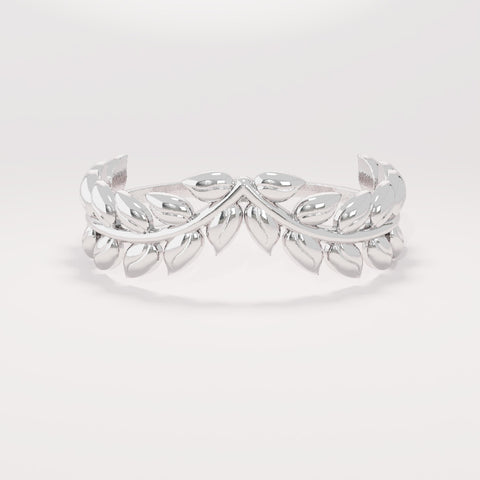 14K Solid Gold Olive Branch Ring – Dainty Leaf Vine Stackable Wedding Band