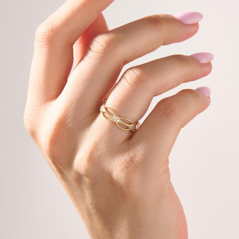 14k Gold Dainty Celtic Ring | Diamond Irish Knot Wedding Band | Vintage Viking-Inspired Stackable Gift for Her