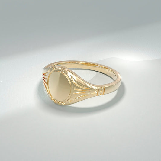 Custom Engraved 14k Solid Gold Signet Ring – Antique Vintage Pinky Ring for Women | Perfect Mom Gift
