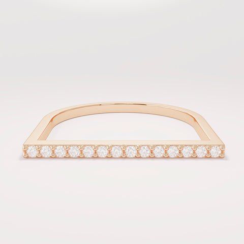14k Solid Gold Diamond Flat Bar Ring, Dainty Fine Gold Jewelry, Pave Thin Stacking Band for Women, Minimalist Line Pointer Finger Ring