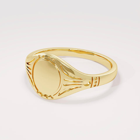 Custom Engraved 14k Solid Gold Signet Ring – Antique Vintage Pinky Ring for Women | Perfect Mom Gift