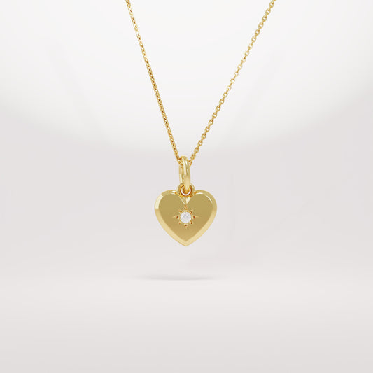 14K Solid Gold Diamond Heart Pendant Necklace – Dainty Minimalist Jewelry | Handmade Everyday Stackable Gift for Her