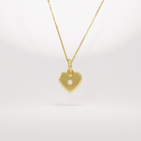 14K Solid Gold Diamond Heart Pendant Necklace – Dainty Minimalist Jewelry | Handmade Everyday Stackable Gift for Her