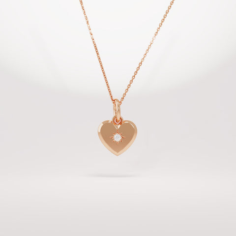 14K Solid Gold Diamond Heart Pendant Necklace – Dainty Minimalist Jewelry | Handmade Everyday Stackable Gift for Her
