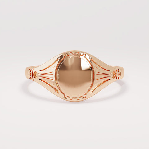 Custom Engraved 14k Solid Gold Signet Ring – Antique Vintage Pinky Ring for Women | Perfect Mom Gift