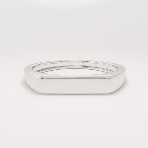 14k Solid Gold Signet Bar Ring – Modern Thick Flat Line Ring, Unique Geometric Handmade Band