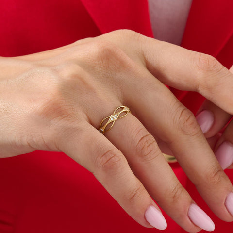 14k Gold Dainty Celtic Ring | Diamond Irish Knot Wedding Band | Vintage Viking-Inspired Stackable Gift for Her