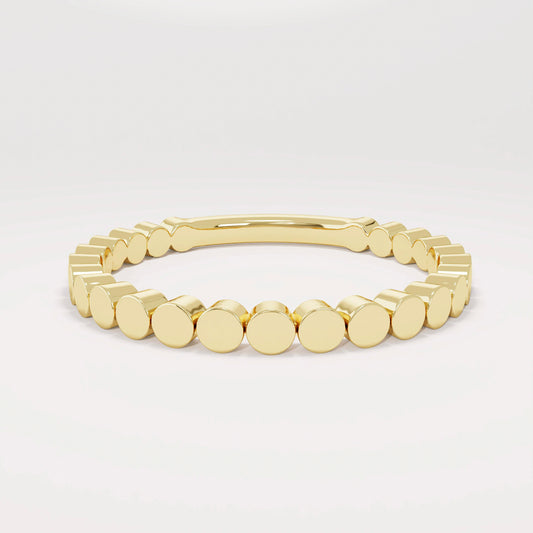 14K Solid Gold Stacking Bead Ring – Minimalist Delicate Gold Bead Band