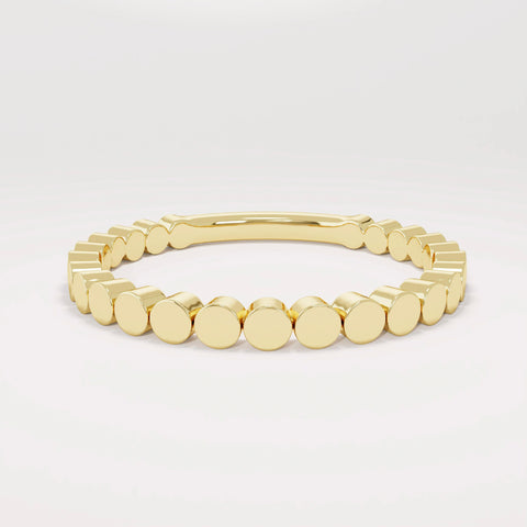 14K Solid Gold Stacking Bead Ring – Minimalist Delicate Gold Bead Band