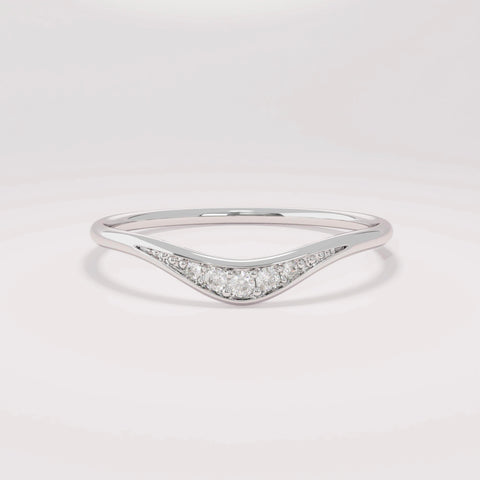 Pave Diamond Curved Ring 14K Gold – Women’s Stacking Enhancer Fine Band