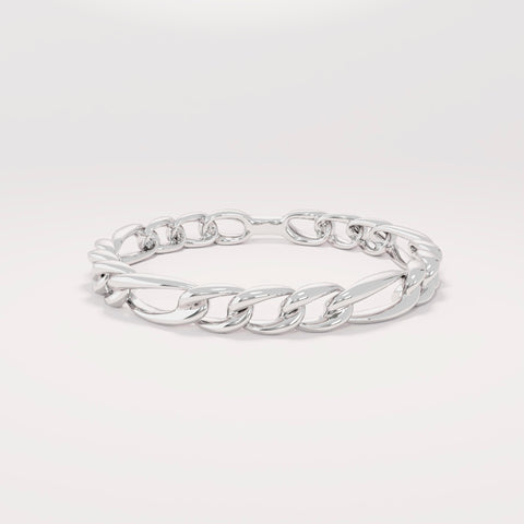 14k Solid Gold Figaro Chain Ring – Dainty Cuban Link Band, Minimalist Stacking Ring