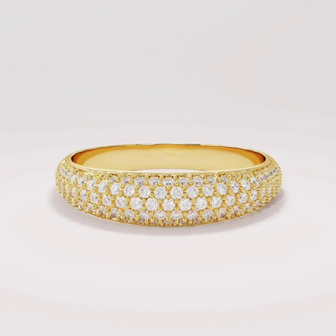 Chunky 14k Gold Dome Ring - Pavé Diamond Bubble Band, Fine Gift Jewelry for Mom