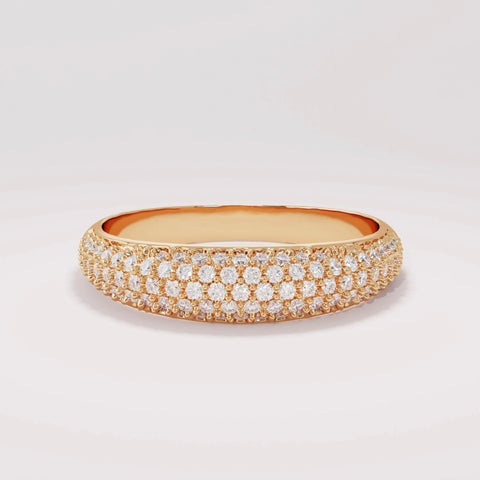 Chunky 14k Gold Dome Ring - Pavé Diamond Bubble Band, Fine Gift Jewelry for Mom