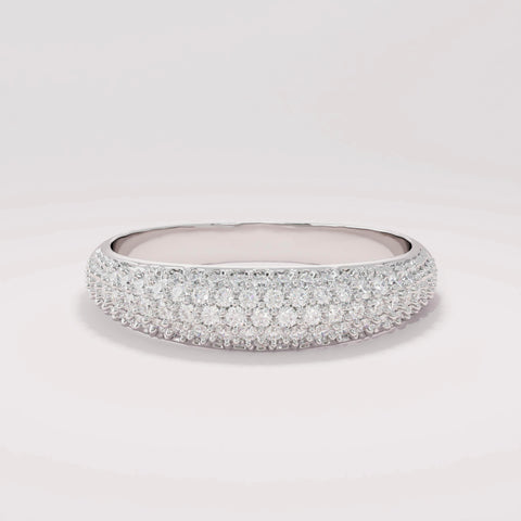 Chunky 14k Gold Dome Ring - Pavé Diamond Bubble Band, Fine Gift Jewelry for Mom