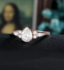 Pear Shaped Moissanite Engagement Ring Rose Gold Marquise Cut Diamond Wedding Ring Unique Prong Set Promise Anniversary Bridal Ring - ULRICARING