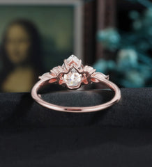 Pear Shaped Moissanite Engagement Ring Rose Gold Marquise Cut Diamond Wedding Ring Unique Prong Set Promise Anniversary Bridal Ring - ULRICARING