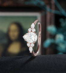 Pear Shaped Moissanite Engagement Ring Rose Gold Marquise Cut Diamond Wedding Ring Unique Prong Set Promise Anniversary Bridal Ring - ULRICARING