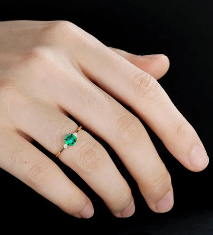 5mm Round Cut Lab Emerald Engagement Ring Unique Moissanite Wedding Ring Vintage White Gold Bridal Ring Promise Diamond Wedding Ring Anniversary Ring Women