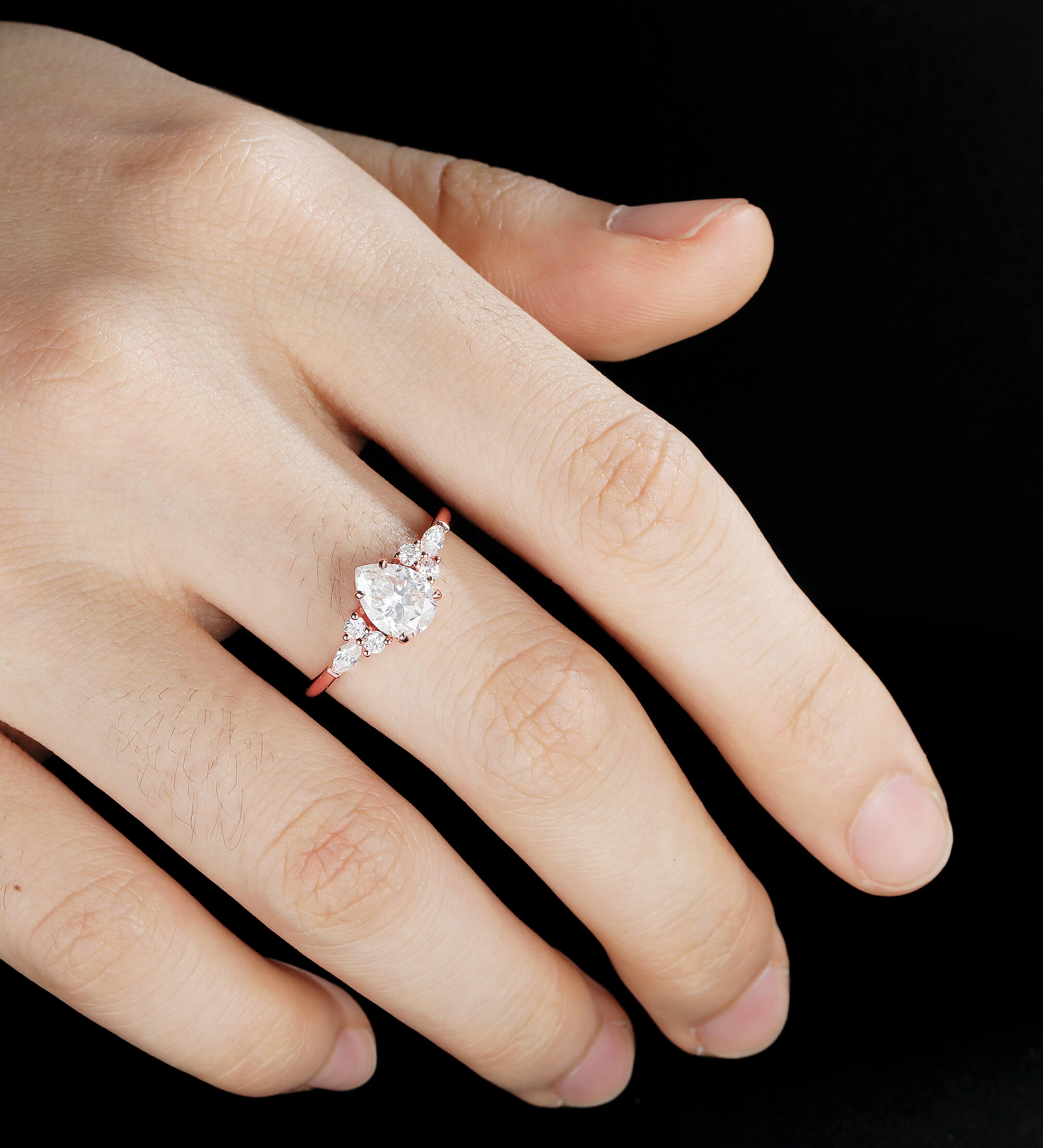 Pear Shaped Moissanite Engagement Ring Rose Gold Marquise Cut Diamond Wedding Ring Unique Prong Set Promise Anniversary Bridal Ring - ULRICARING