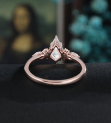 Kite Cut Moissanite Engagement Ring Monstone Solid Gold Promise Ring Anniversary Diamond Wedding Ring Solid Gold Vintage Ring Unique Bridal promise Ring For Women