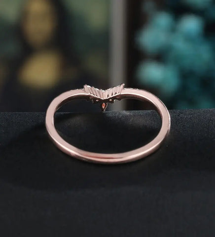 Marquise Cut Moissanite Wedding Band Half Eternity Diamond Rose Gold Wedding Ring Unique Promise Anniversary Bridal Ring Women