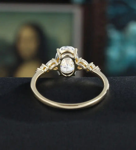 Oval Cut Moissanite Engagement Ring Solid Gold Anniversary Ring Diamond Wedding Ring rose white yellow gold Promise Ring Unique Bridal promise Ring